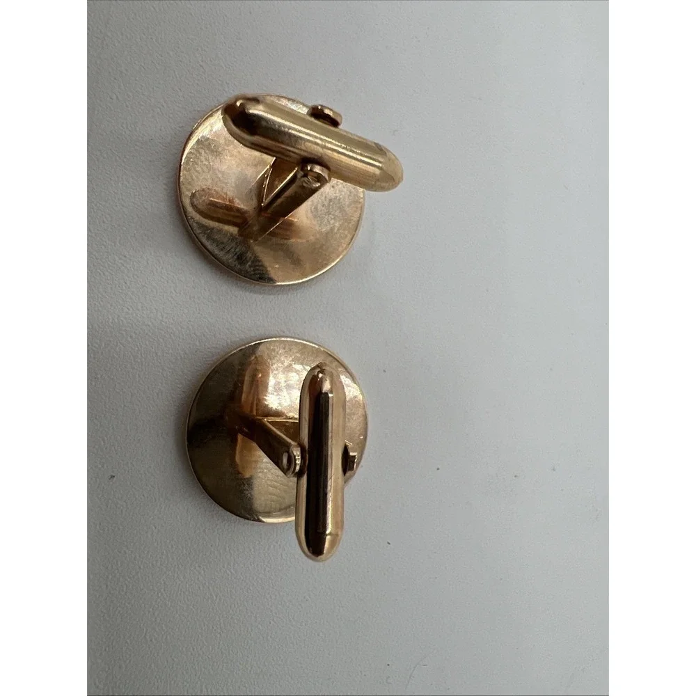Old Vtg FreeMason Masonic Swank Gold Tone Pair Of Cufflinks God Ruler Compass